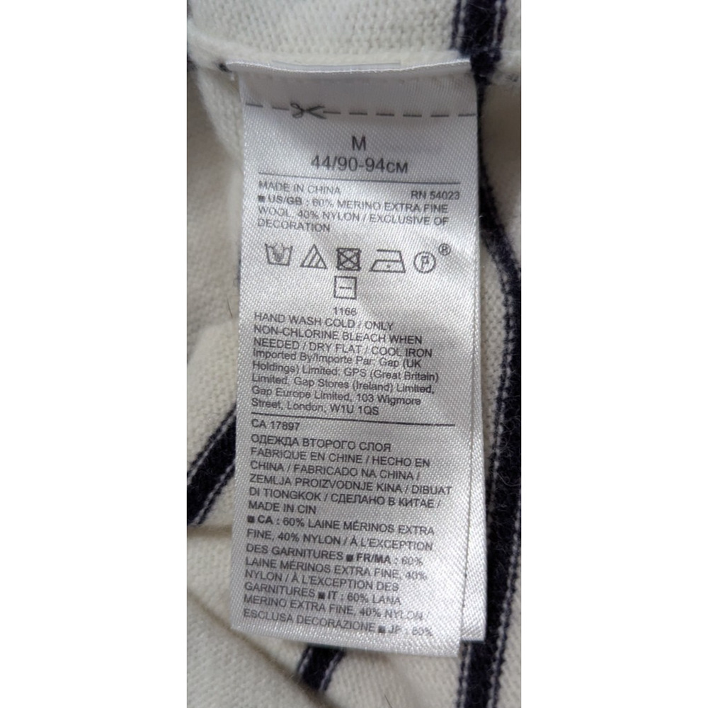 Banana Republic sz M Sweater merino wool blend stripes lips long sleeves 0661 - Picture 5 of 5